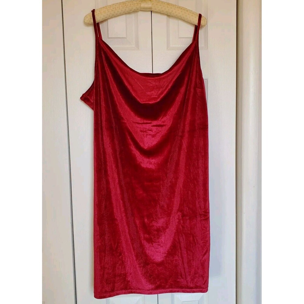 Red Velvet Sheath Dress Spaghetti Straps Stretchy 5XL